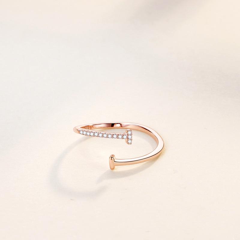 Серебряное кольцо S925 с двойной буквой Т, открытое, для женщин - Корейский стиль, Минималистичное, Ощущение роскоши, Нишевый дизайн.