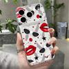 Модный чехол с принтом губ для поцелуев для iPhone 17 Pro Max Чехол iPhone 16 Pro Max 15 14 13 11 17E Ударопрочный Прозрачный Мягкий ТПУ Силиконовый Чехол