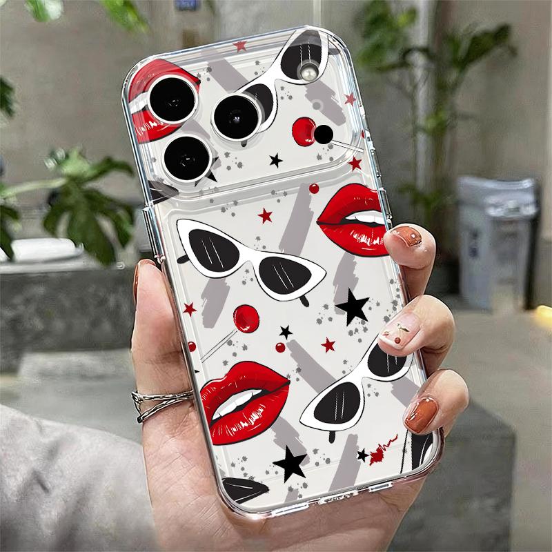 Модный чехол с принтом губ для поцелуев для iPhone 17 Pro Max Чехол iPhone 16 Pro Max 15 14 13 11 17E Ударопрочный Прозрачный Мягкий ТПУ Силиконовый Чехол