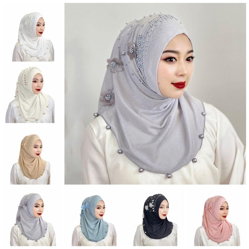 Solid Color Headband Hat Top Knot Head Wrap Cap Stretch Islamic Headscarf Outdoor