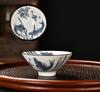 Blue and White Porcelain Tea Cup Handmade Dragon Phoenix Fish Pavilion Chinese Kungfu Teacup Ceremony Teaware Master Cups