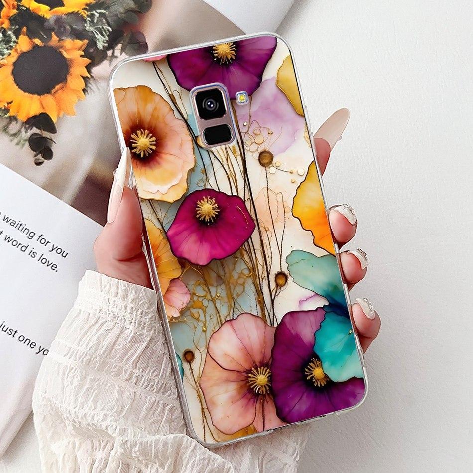 Phone Case For Samsung Galaxy A8+ (2018) SM-A730F / A8 (2018) SM-A530F Elegant Floral Butterfly Soft Silicone TPU Cases