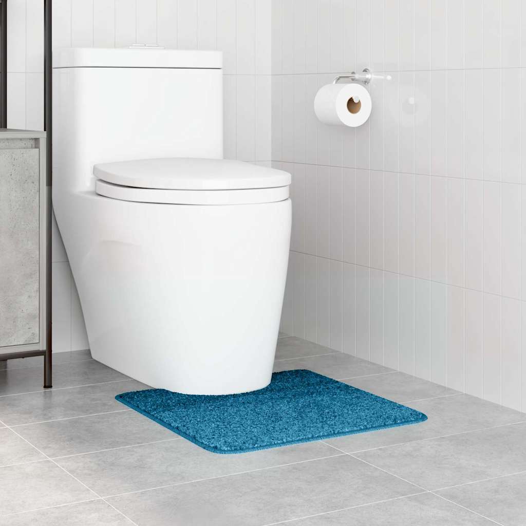 Non slip Bathroom Mat with Toilet Cut out Blue 50 x 50 cm