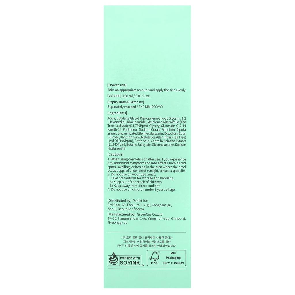 mixsoon Cicatri Cleansing Toner, 5.07 Fl Oz (150 Ml)