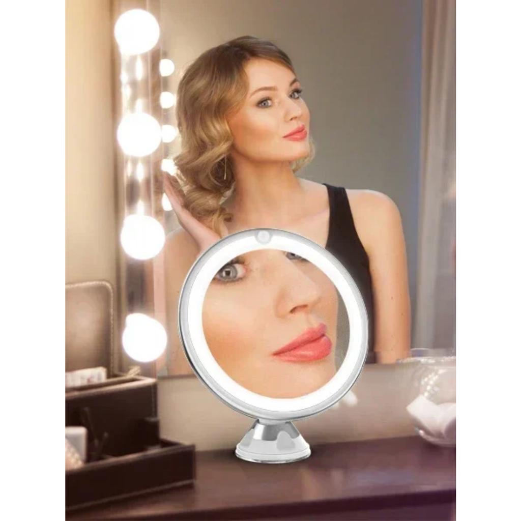 Flexible 10x Magnifying Mirror LED LightingTouch Screen Portable Dressing Table Makeup Dry Battery