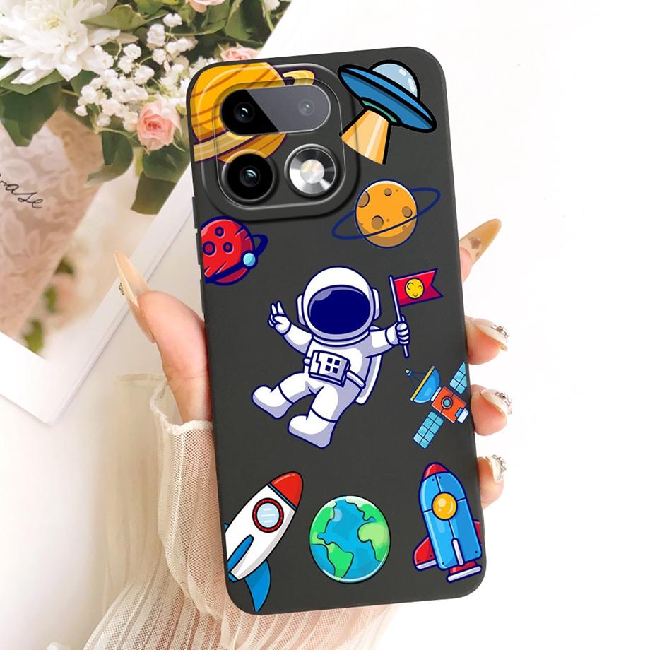 Милый мультяшный черный кот дракон Мягкий силиконовый чехол для Realme 16 Pro pro+ Realme16 Задняя крышка Ударопрочный корпус Защита от царапин Бампер
