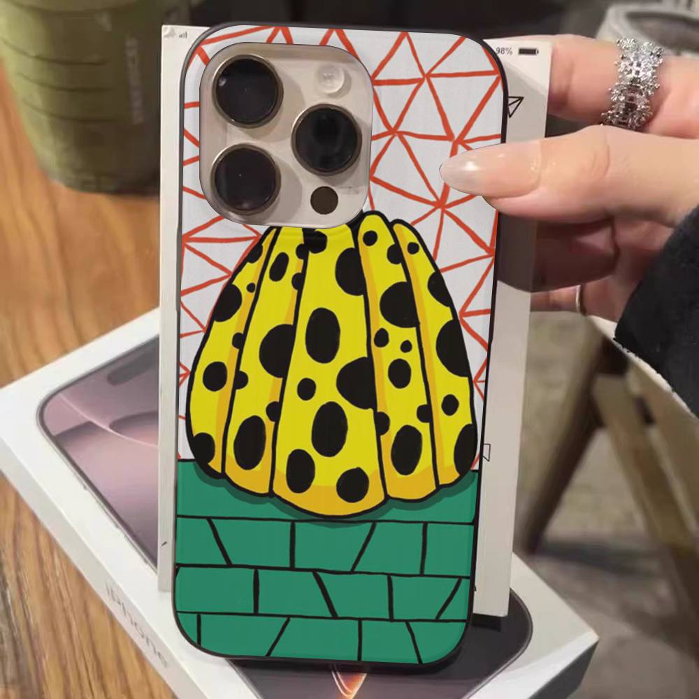 Pumpkin Yayoi Kusama Soft Corrugated Phone Case For IPhone 11 12 13 14 15 16 17 Pro Max Plus Pro Shockproof Cover