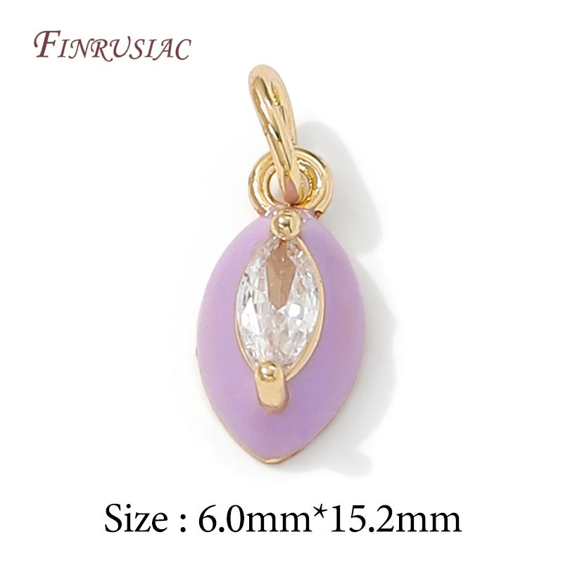 14K Gold Plated Enamel Charms with CZ Crystal,Heart Moon Pendant For DIY Jewelry Making,DIY Bracelet Necklace Earring Supplies