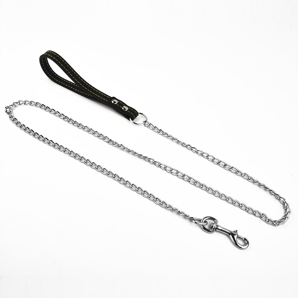Металлическая цепь Собака с ручкой в стиле кожи Прочный поводок для контроля Поводок для собак для прогулок Товары для домашних животных Ошейники, Шлейки Поводки