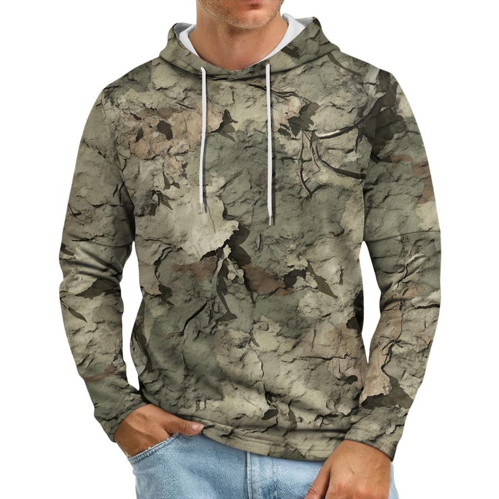 Мужская толстовка с капюшоном свободного кроя в стиле кэжуал с камуфляжным принтом
