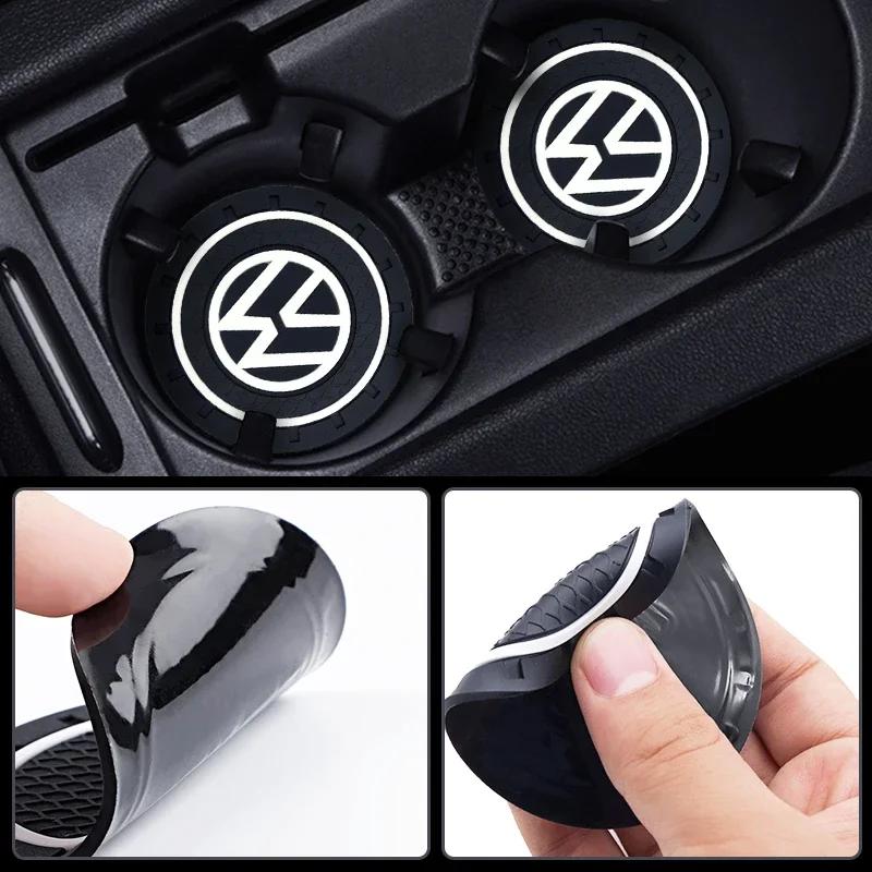 For Volkswagen VW Car Waterproof Pads Water Cup Slot Anti-Skid Pads Auto Parts For Volkswagen GTI R-Line R Polo Golf T5 Passat M