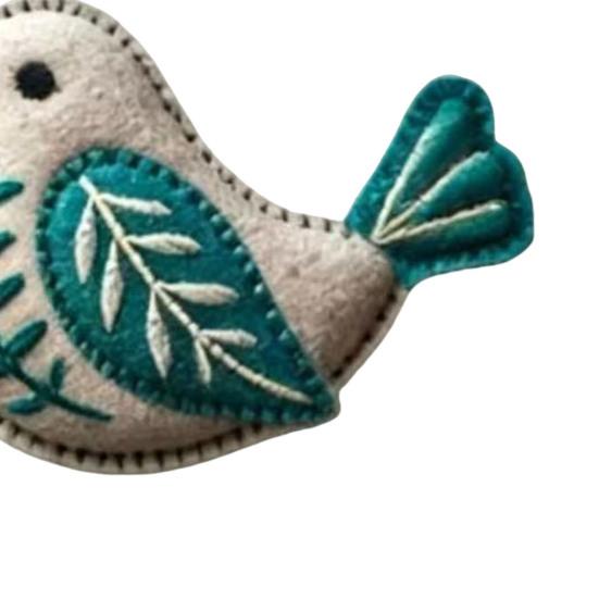 Handmade Felt Bird Ornament, Vintage Embroidery Bird Hanging Decoration, Handcrafted Colorful Bird Christmas Tree Ornament