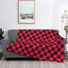 Black And White Checkerboard Pattern Blanket Comfortable Soft Flannel Autumn Geometric Tartan Throw Blanket for Sofa Car Bedroom