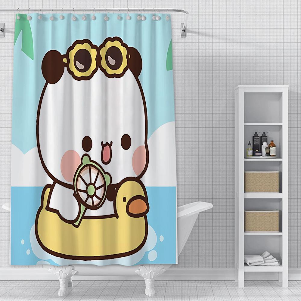 Shower Curtain Waterproof Polyester Fabric Paint Colorful Cartoon Q-Quarto B-Bubu Bath Curtains Home Bathroom Decor With Hook
