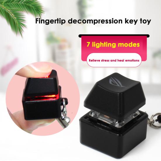 Fidget Keycap Toy Colorful LED Light Pocket-sized Finger Button Mini Clicker Relieve Boredom Sensory Toy