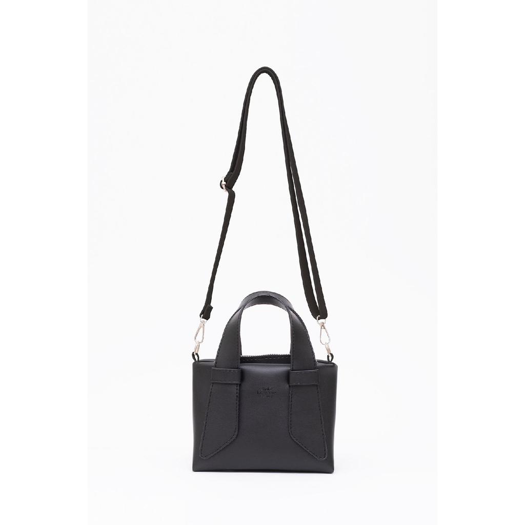 Black Shk60 Artificial Leather Single Compartment Double Handle Handbag And Crossbody Shoulder Bag L:14W:21W:8 Cm