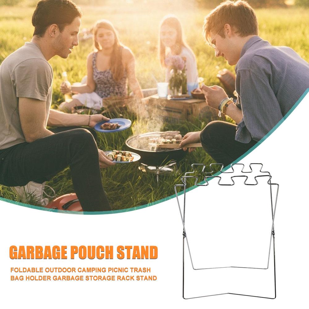 Foldable Camping Outdoor Folding Trash Rack Garbage Rack Garbage Frame Trash Bag Holder Stand