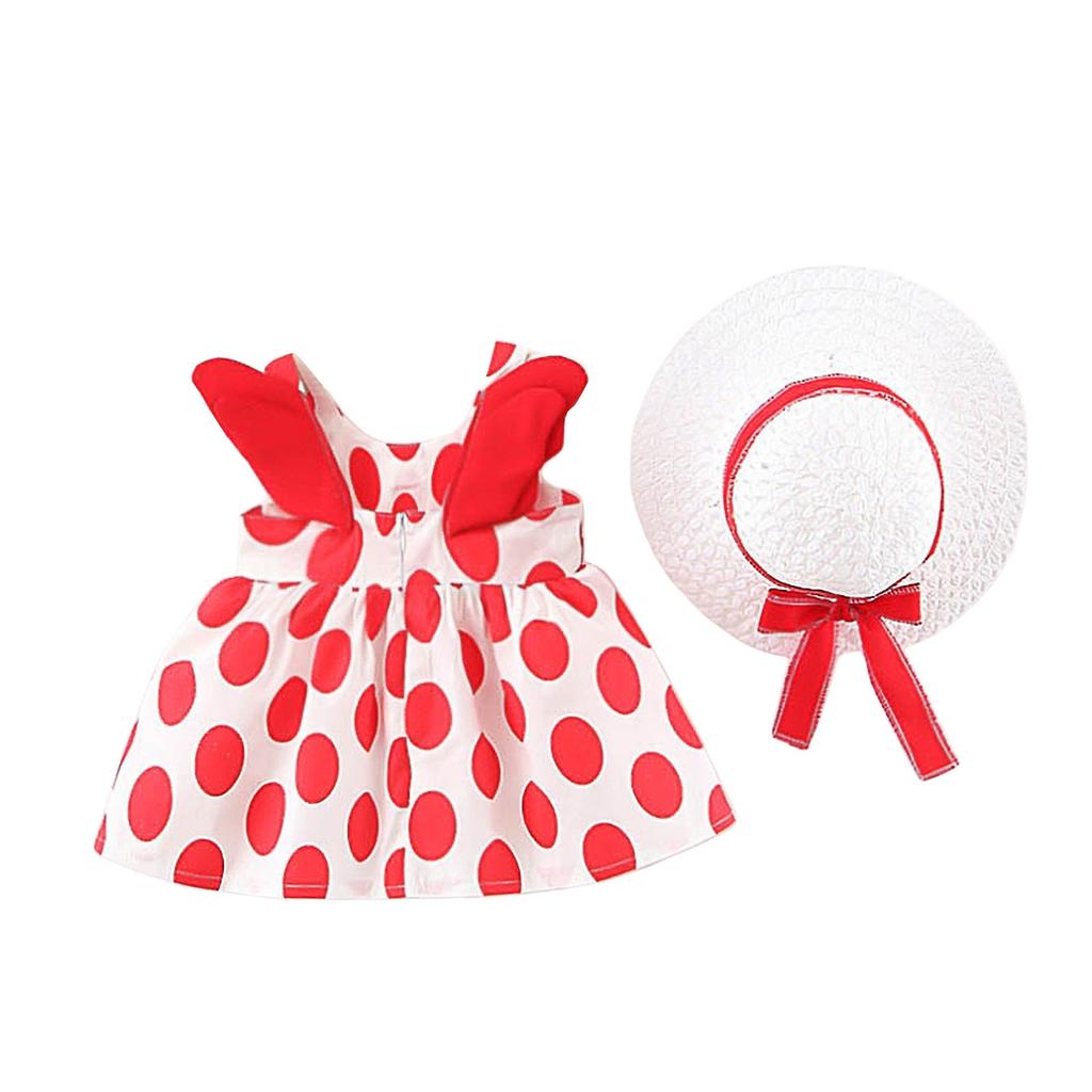 Летний комплект для девочек без рукавов с милым принтом принцессы в платье и шляпе