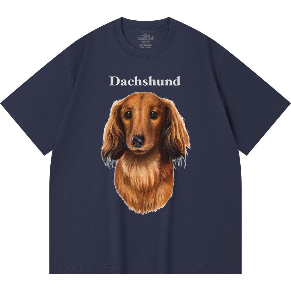 Футболка из 100% хлопка плотностью 230 г/м2 с принтом таксы, забавная футболка из чесаного хлопка в стиле Харадзюку