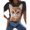 Женская мода 3D принтованная футболка Cute Cat Series круглый вырез женский топ