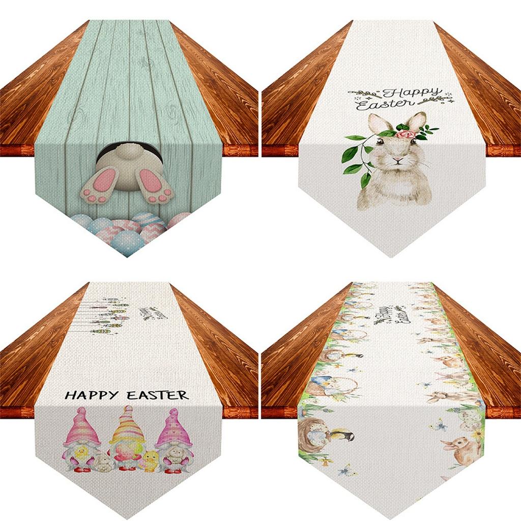 Easter Rabbit Table Easter Bunny Floral Table Cloth With Patterns Spring Easter Holiday Party