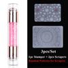 3pcs Nail Stamp Art Set Double Head Silicone Nail Stamper Crystal Handle Stamp Random Stencil Easy Stamp Set Stamp Plating Tool
