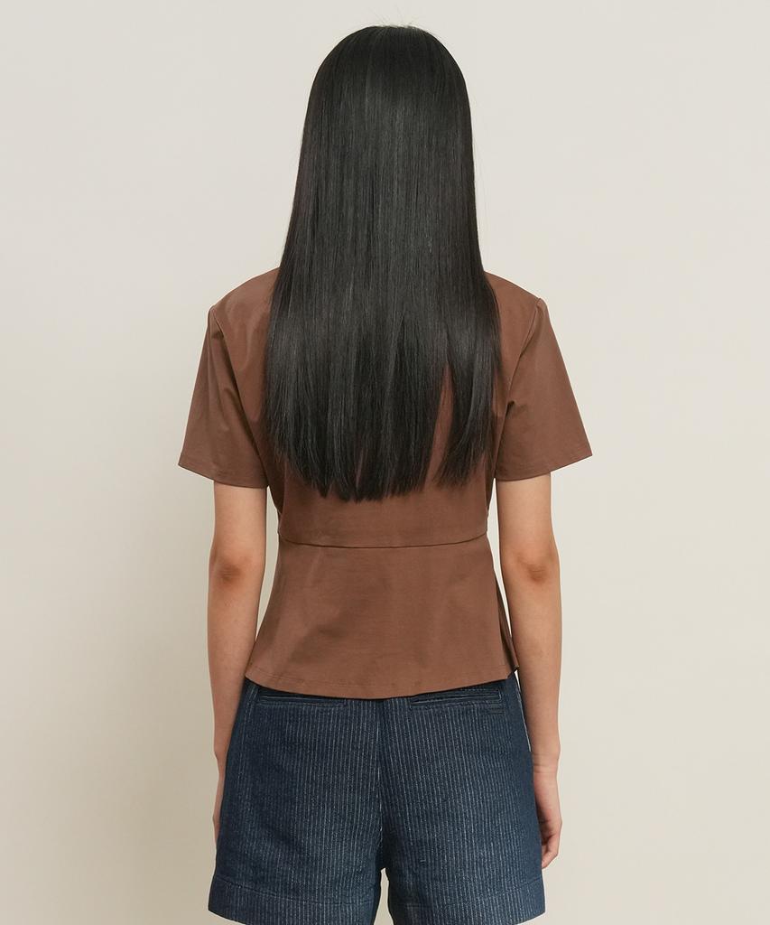 GENERALIDEA Shoulder Padded Twist T-Shirt [Brown] / Gf2Lts523