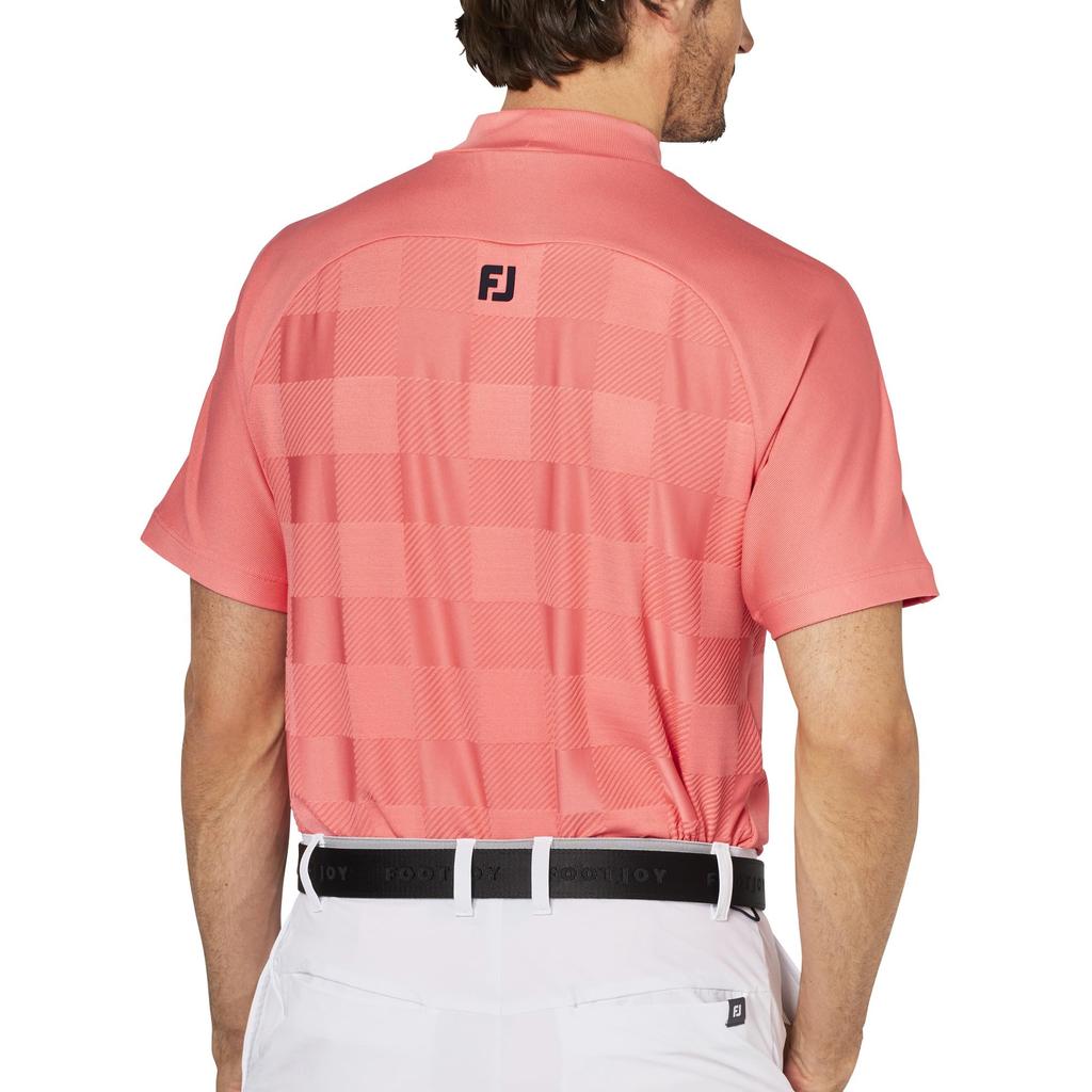FootJoy Men's Hibiscus Check Jacquard Short Sleeve Mock Neck Golf Shirt, Size XL (FJ-S25-S05, 34683-XL)