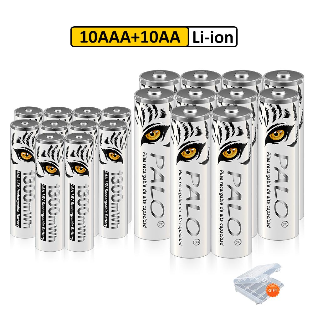PALO Новая литий-ионная аккумуляторная батарея AA/AAA 1,5 В 3500 мВтч/1300 мВтч со световым индикатором зарядки