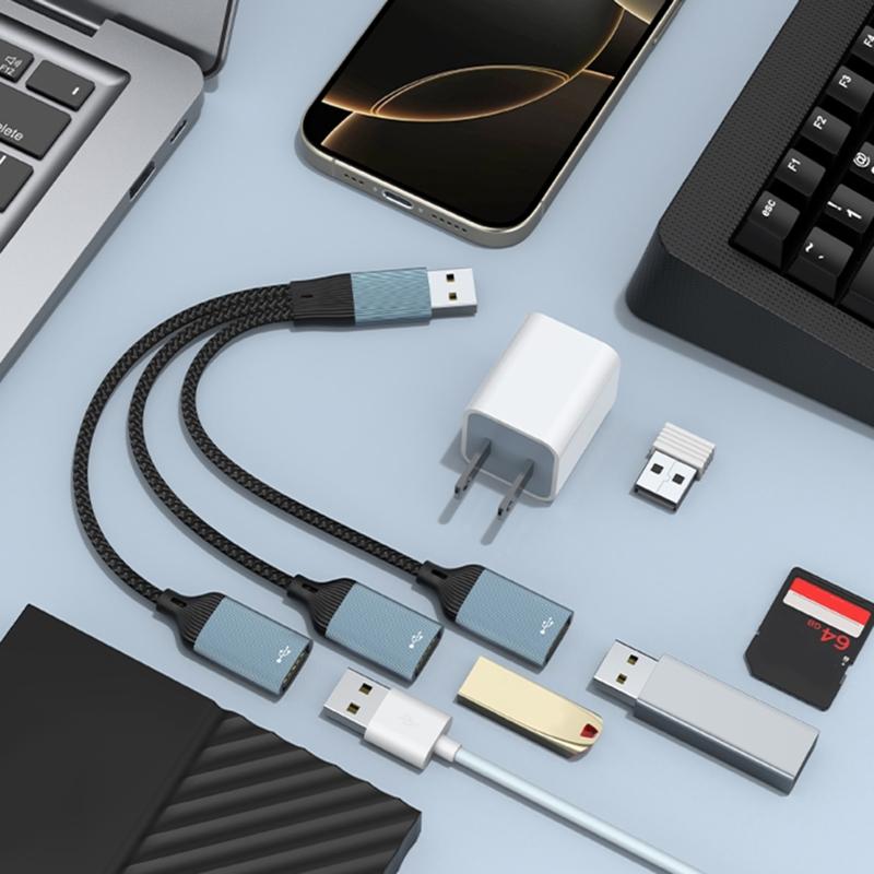 USB-удлинитель 2/3 порта с быстрой передачей данных 480 Мбит/с и зарядкой 1,5 А для ПК, ноутбука, принтера, мыши