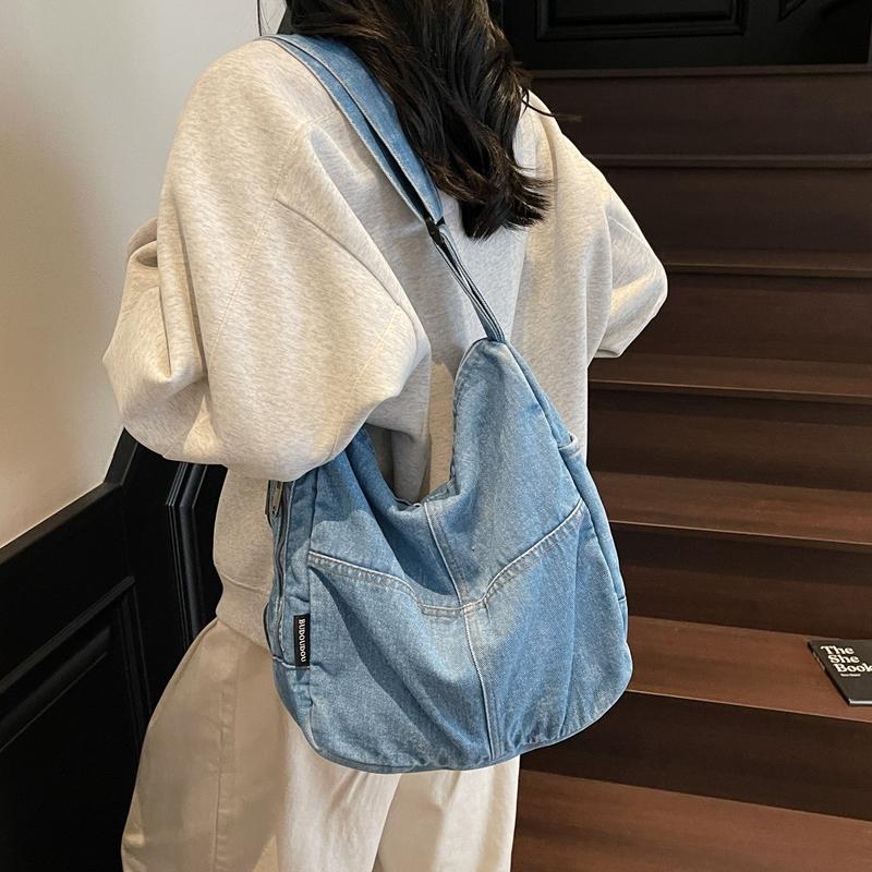 Джинсовая сумка Винтажная сумка-мессенджер на плечо Кроссбоди Большая вместимость Сумка-тоут