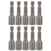 Набор из 10 шт. Мощные гайковерты Шестигранные магнитные биты Головки Ударные сверла M8x48мм Хвостовик 1/4 дюйма Серый