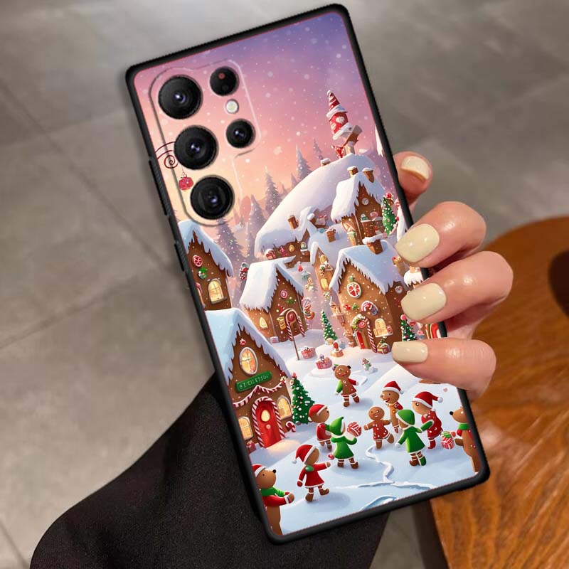 Дизайн подарочной коробки на Рождество Чехол для телефона для Samsung Galaxy S26 S25 S24 S23 S22 S21 S20 Ultra Plus FE 5G Черный Мягкий ТПУ