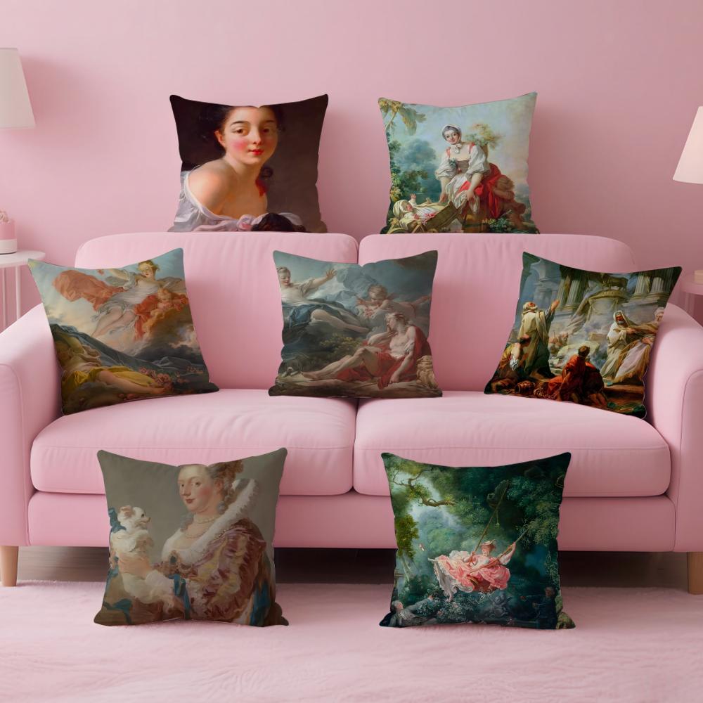 rococo JJean Honore Fragonard Cushion Cover Pillow Case Soft Skin Friendly Fabric Comfort Concealed Zipper