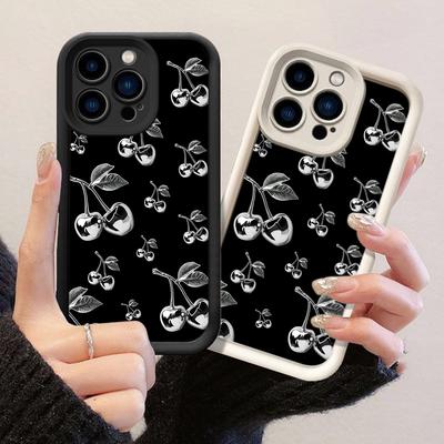 JT74 Черная вишня Телефон для iPhone 17 16 15 Pro Max Samsung S26 S25 S24 Ultra A17 A16 A07 A56 Xiaomi 15T Redmi Note 14 Pro Plus Мягкий чехол-бампер из ТПУ