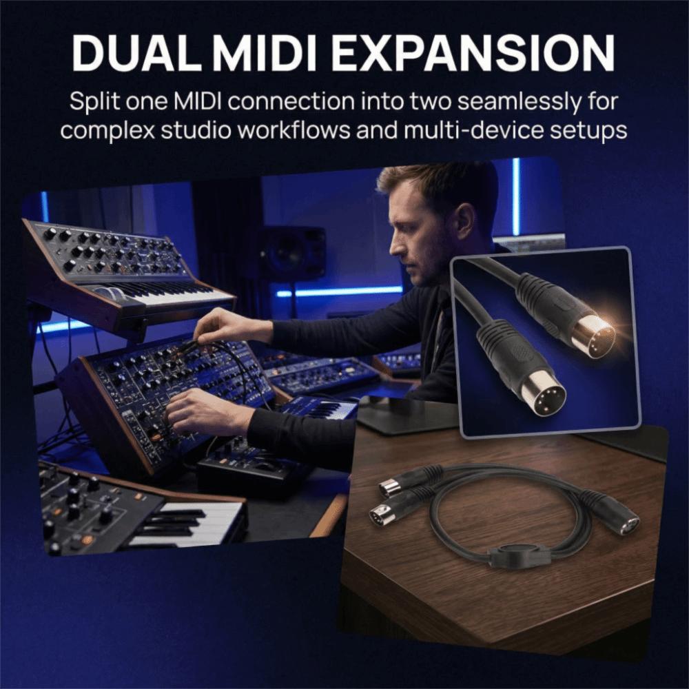 Plug and Play Sound Connecting Cable Flexible DIN 5 Pin Y Splitter Studios