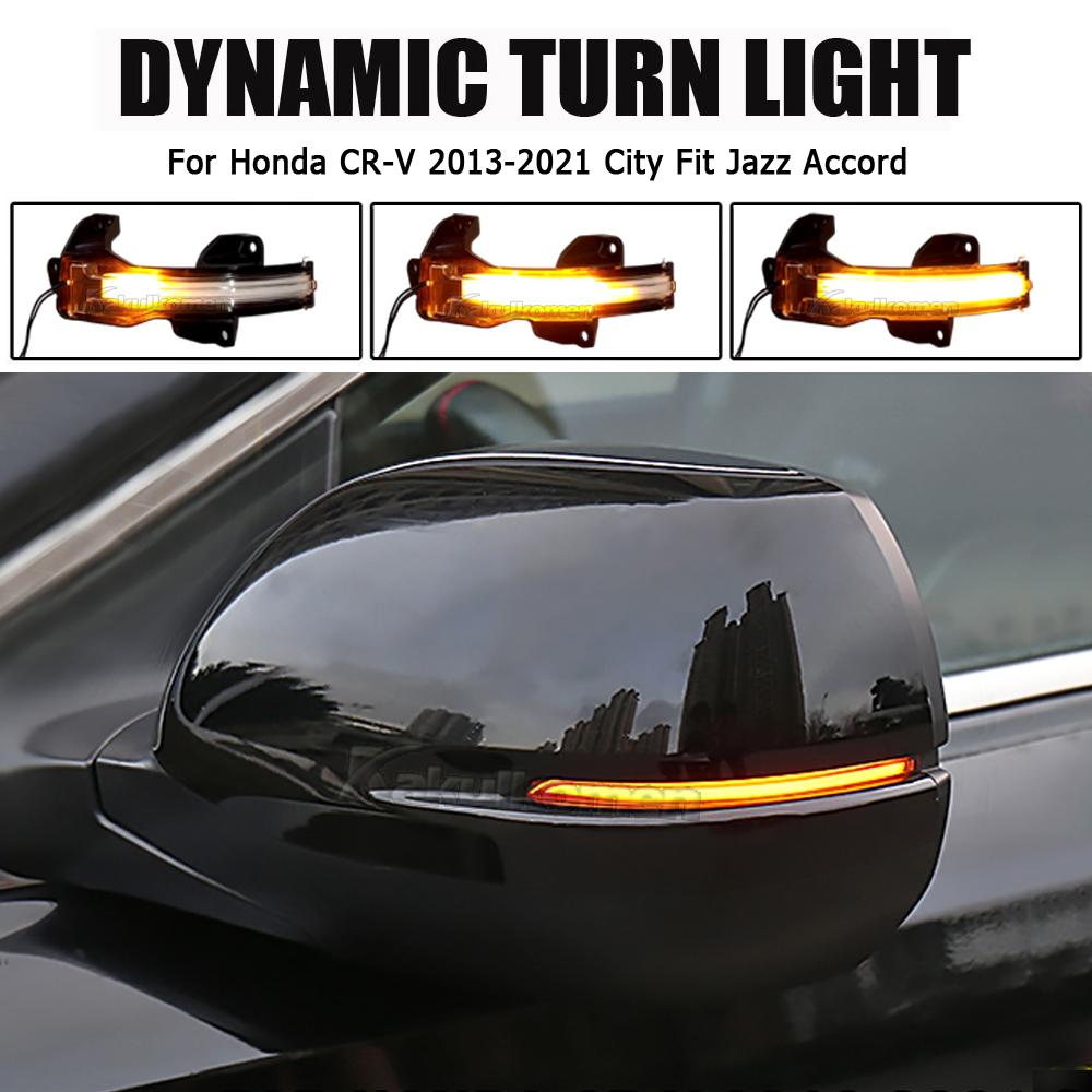 2PCS For Honda CRV 2013-2025 Accord Fit GK5 XRV Dynamic LED Side Door Wing Turn Signal Light Mirror Indicator Lamp Blinker