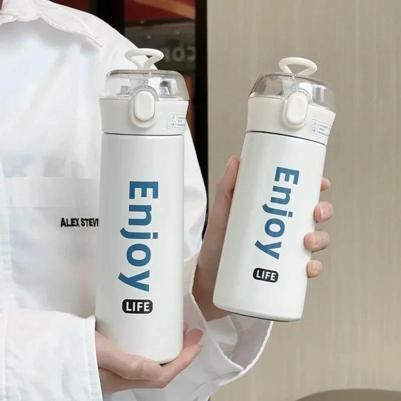 350 мл/500 мл модная термос из нержавеющей стали с трубочкой портативный студенческий термос кружка дорожная термокружка для воды стакан