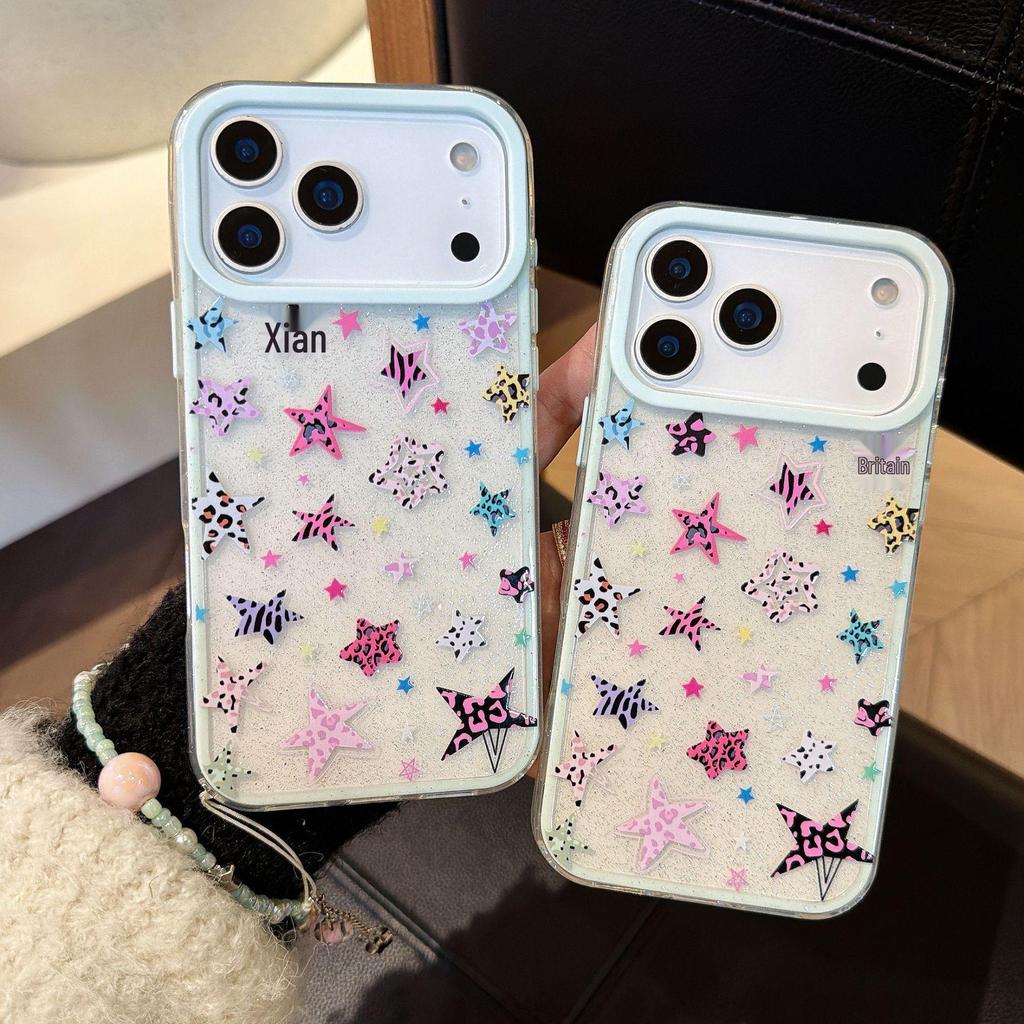 Чехол для телефона в корейском стиле с принтом леопардовых звезд для iPhone 13/14/15/17 Pro Max