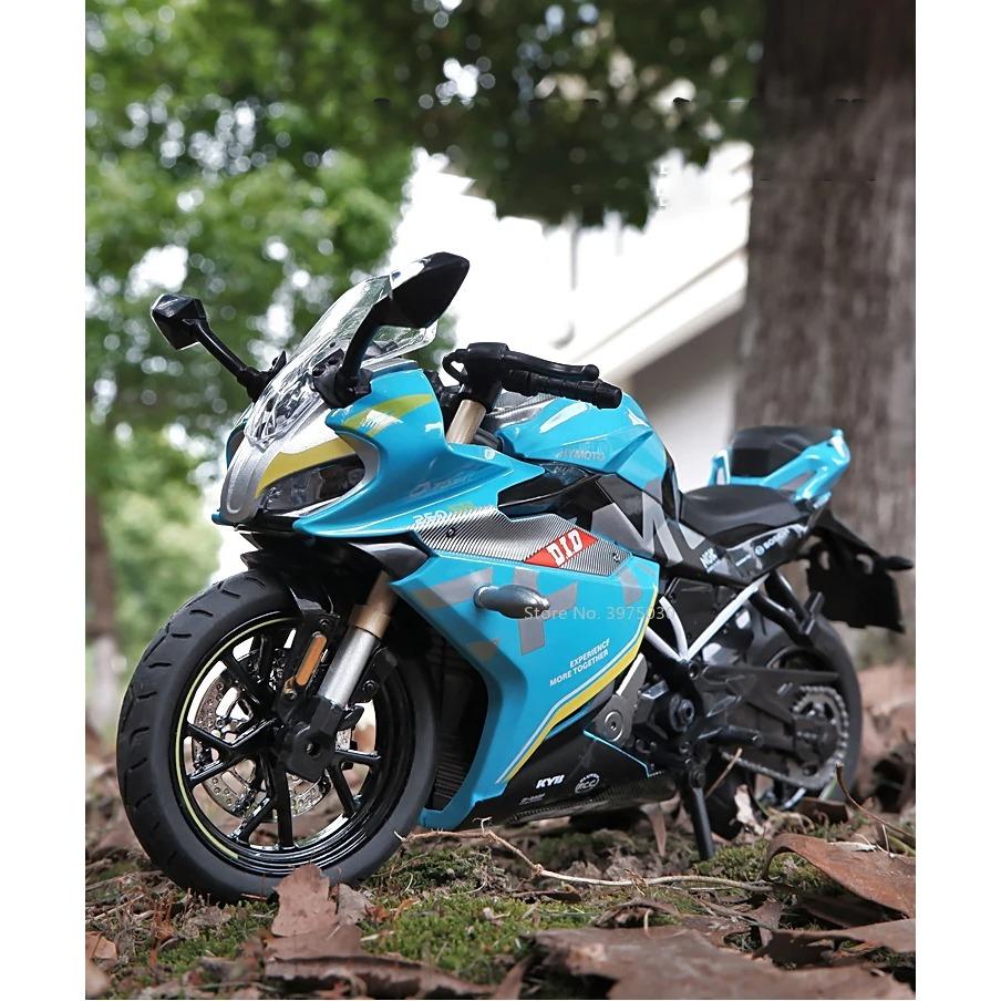 1/12 Spring Breeze 250SR Simulation Alloy Diecast Motorcycle Model Shock Absorbers Sound and Light Collection Toy for Kids Gifts