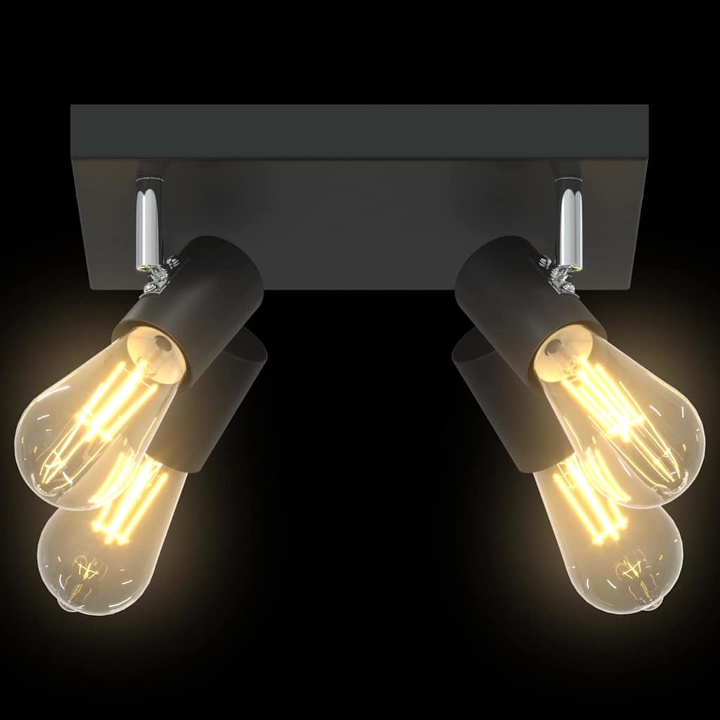 Black Ceiling Spotlight with Adjustable Spotlights 26.5 x 26 x 11.5 cm Metal
