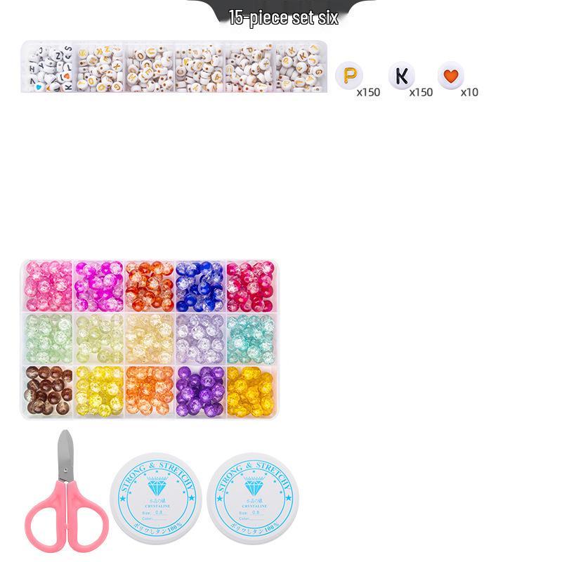 8mm Crackle Bead Bracelet Set: DIY Jewelry Flower Bead Accessories, Lampwork Crystal Loose Beads.