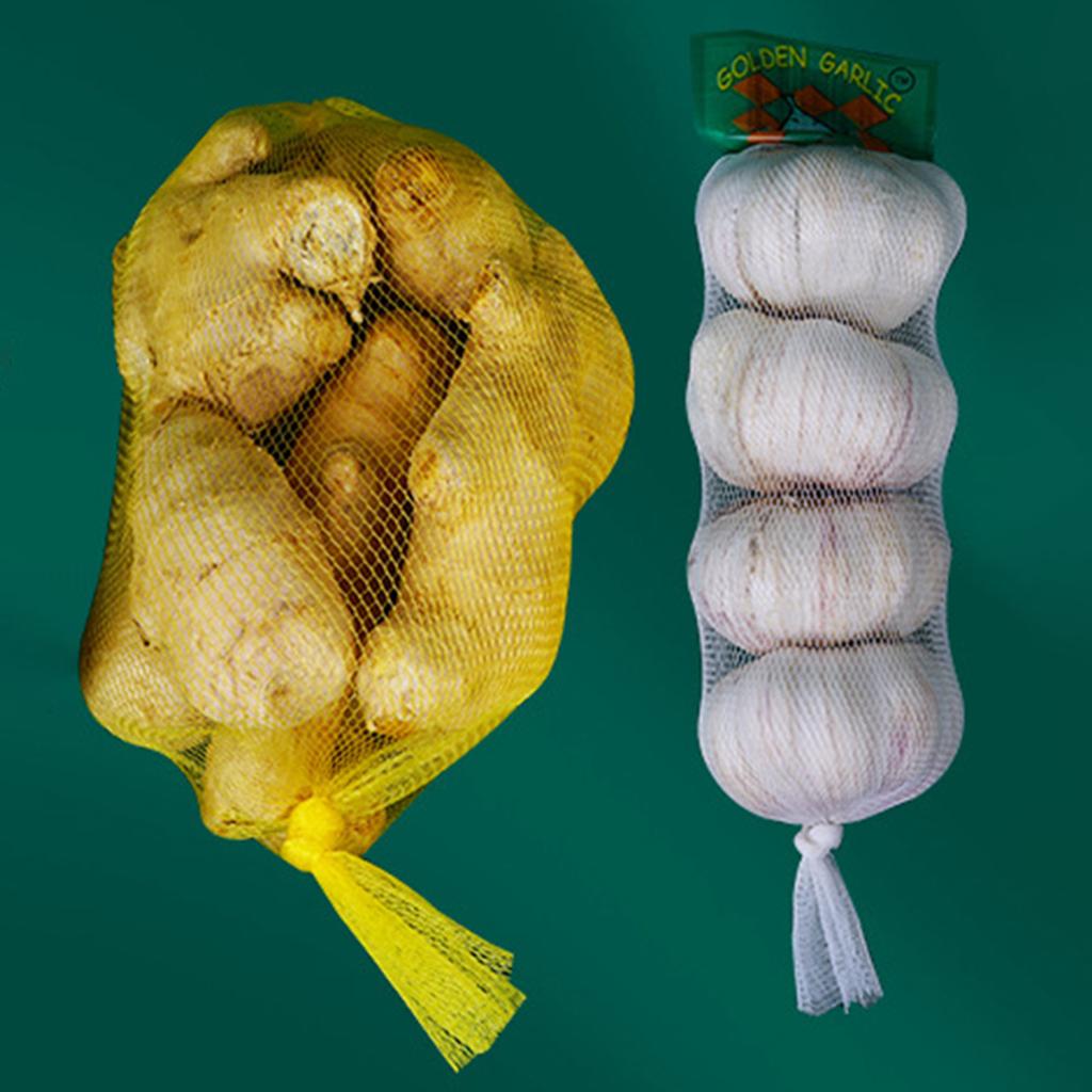 100PCS Garlic Ginger Packing Mesh Bags Breathable Net Sacks Convenient Mesh Pouch for Home Kitchen Storage