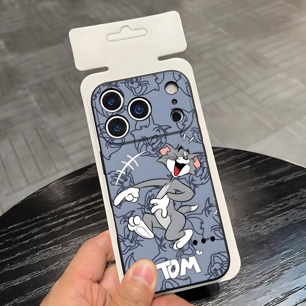 AniME-T-Том и Джерри Кавайный Чехол для Телефона Для IPhone 17 Air 16 E Pro Max 15 14 13 Mini 12 Pro 11 Max Plus Черный Мягкий Чехол