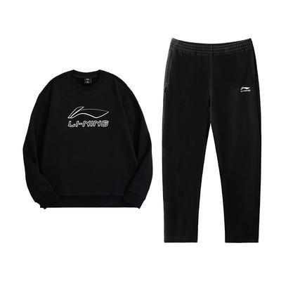 Мужской комплект Li Ning Повседневный свитшот с принтом логотипа и круглым вырезом и удобные длинные брюки Комплекты для мужчин AWDUH43-1+AKLVD09-1