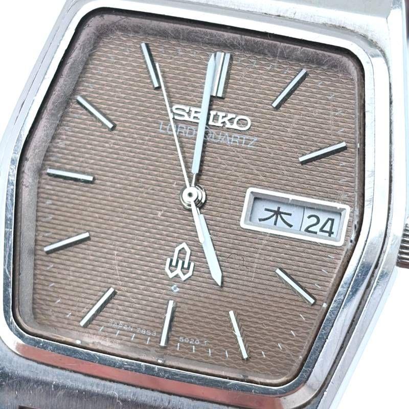 Б/у [Батарея заменена, Винтаж, Ремешок заменен] SEIKO Lord Quartz 7853-5020 / Кварцевые / Нержавеющая сталь, Искусственная кожа / Серебристый, Золотой, Винно-красный