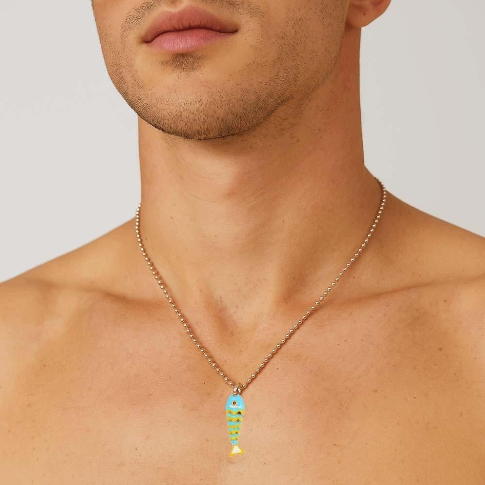 Movable Plated Enamel Fish Choker Ocean Style Enamel Koi Neck Pendant  Accessories