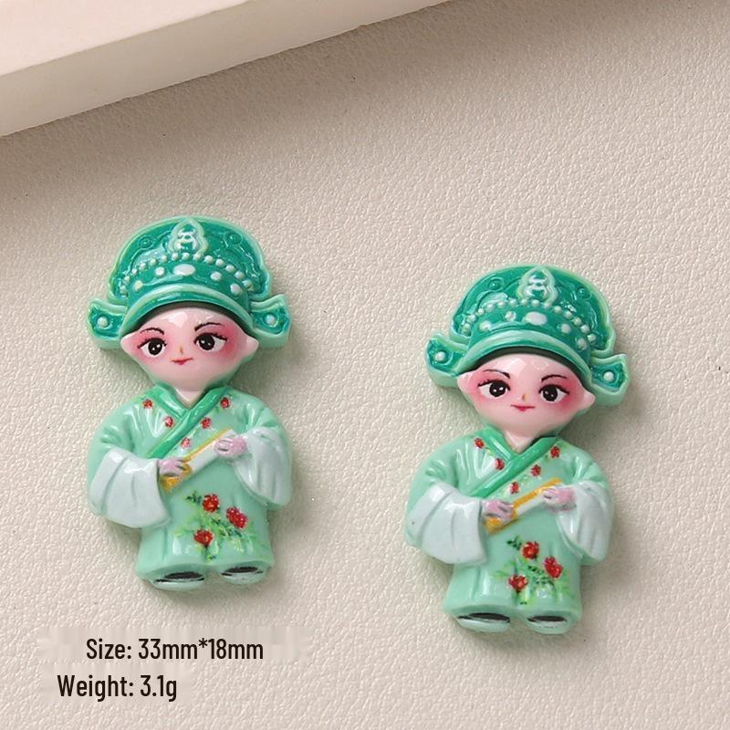 Cross-Border Cartoon DIY Resin Accessories: Opera Character Hair Clips & Phone Case Ornaments.