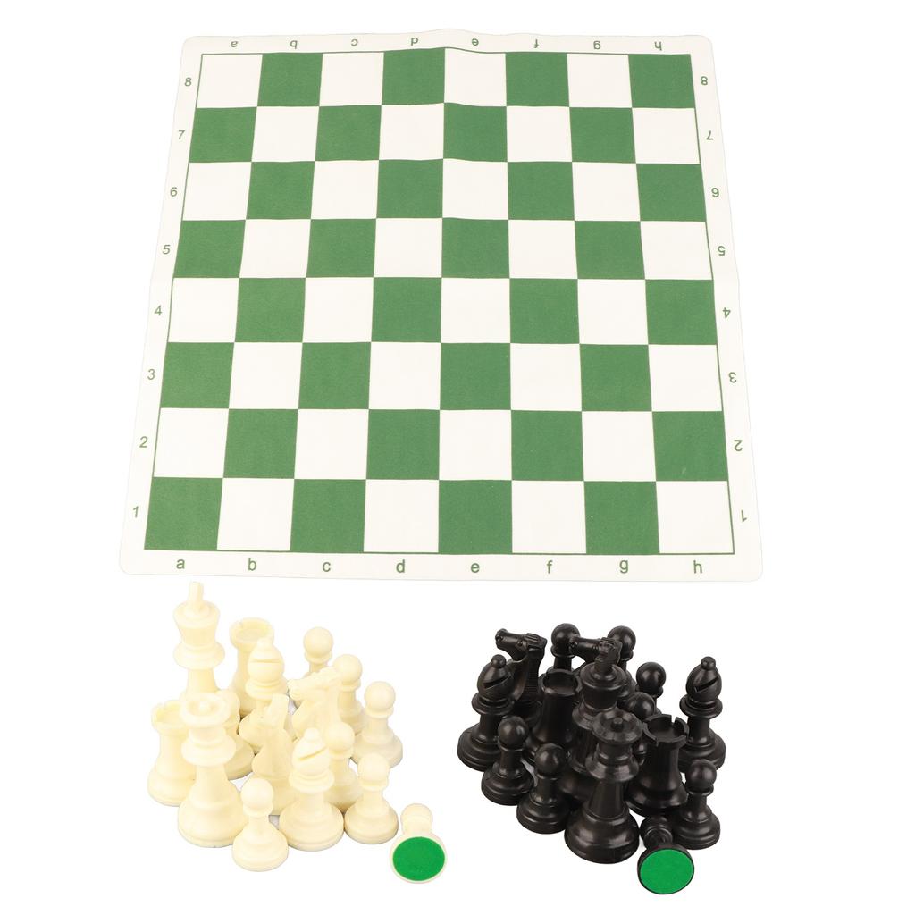 Chess Set Plastic Chess Board Set Desktop Artificial Leisure Game with Leather Checkerboard for Party Camping Relaxing