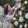 15pcs 3D Large Iridescent Paper Snowflakes Winter Ornament - Snowflakes in 3 Sizes Hanging Ornaments for Winter Wonderland Decorations Frozen
